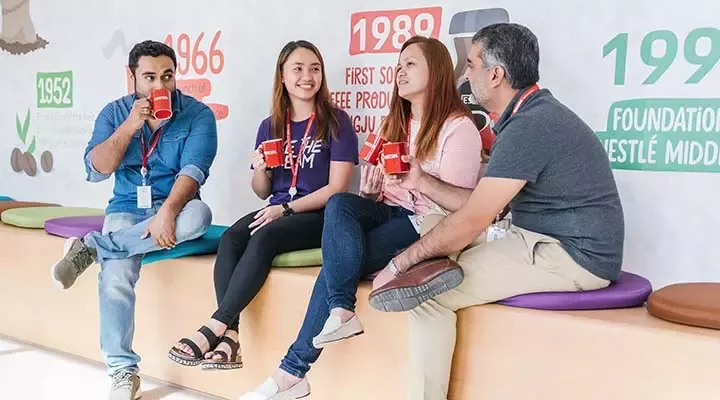 employees are having coffee at work